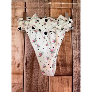 For Love & Lemons Ruffle Bikini Bottom Floral Polka Dot Coquette Swimwear XS